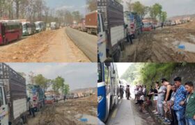 पहिरोले यात्रामा बाधा, दाउन्ने र चौकीडाँडामा लामो जाम